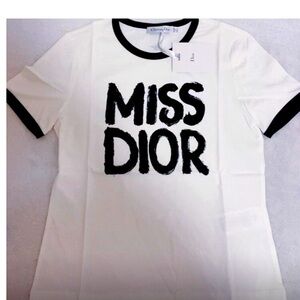 Dior White and Black Short Sleeve Tee